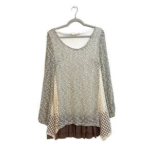 Anthropologie A’reve Textured Sweater Dress w/ ruffle Hem Women’s size Large